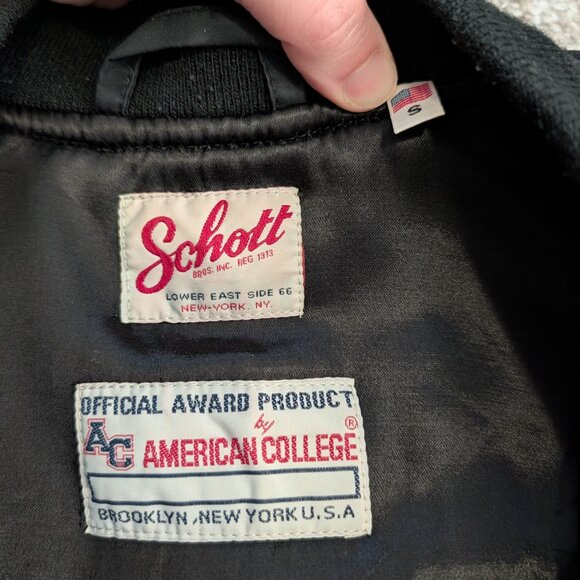 Schott NYC Nylon Black MA-1 Bomber Jacket size S - Picture 4 of 7